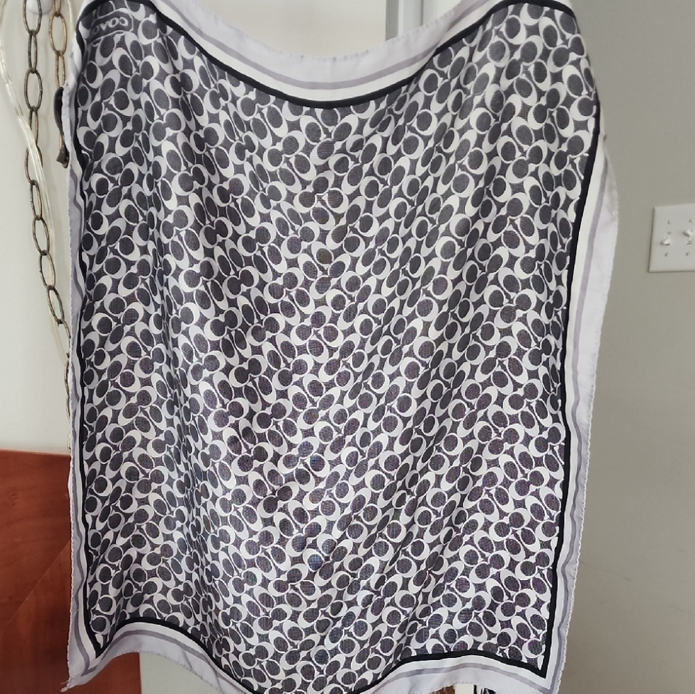 Coach Black and Gray Silk Scarf